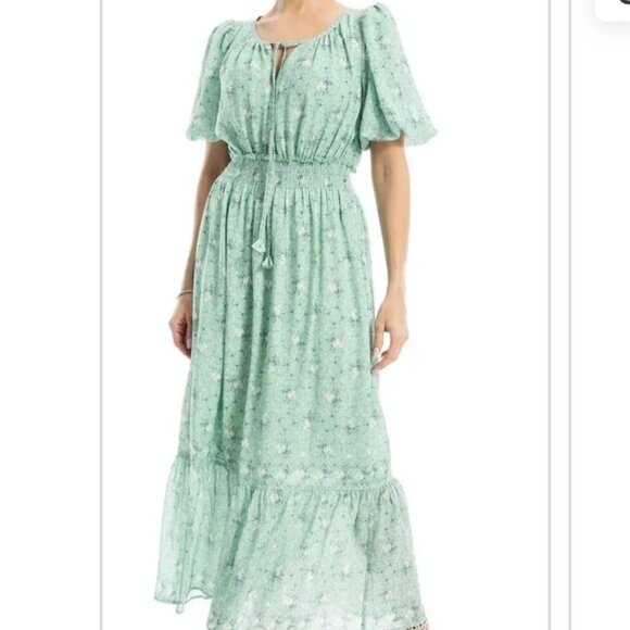 NWT Max Studio London Mint Green Bubble Sleeve Tiered Maxi Dress - Women's XL - Picture 4 of 16